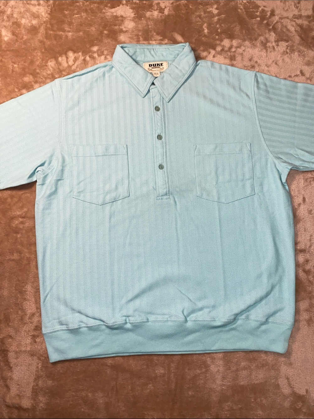 Haband Light Blue Short Sleeve Knit Polo Shirt